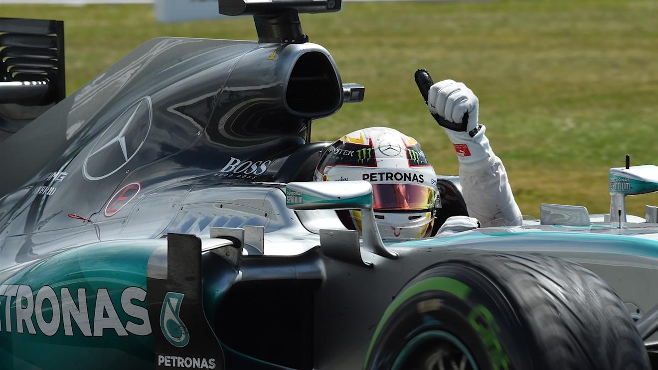 Race winner Lewis Hamilton (GBR) Mercedes AMG F1 W06 celebrates at Formula One World Championship, Rd9, British Grand Prix, Race, Silverstone, England, Sunday 5 July 2015. © Sutton Motorsport Images