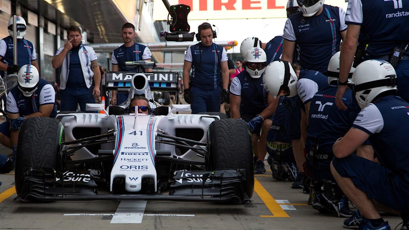 Williams pit stop practice at Formula One World Championship, Rd9, British Grand Prix, Preparations, Silverstone, England, Thursday 2 July 2015. © Sutton Motorsport Images