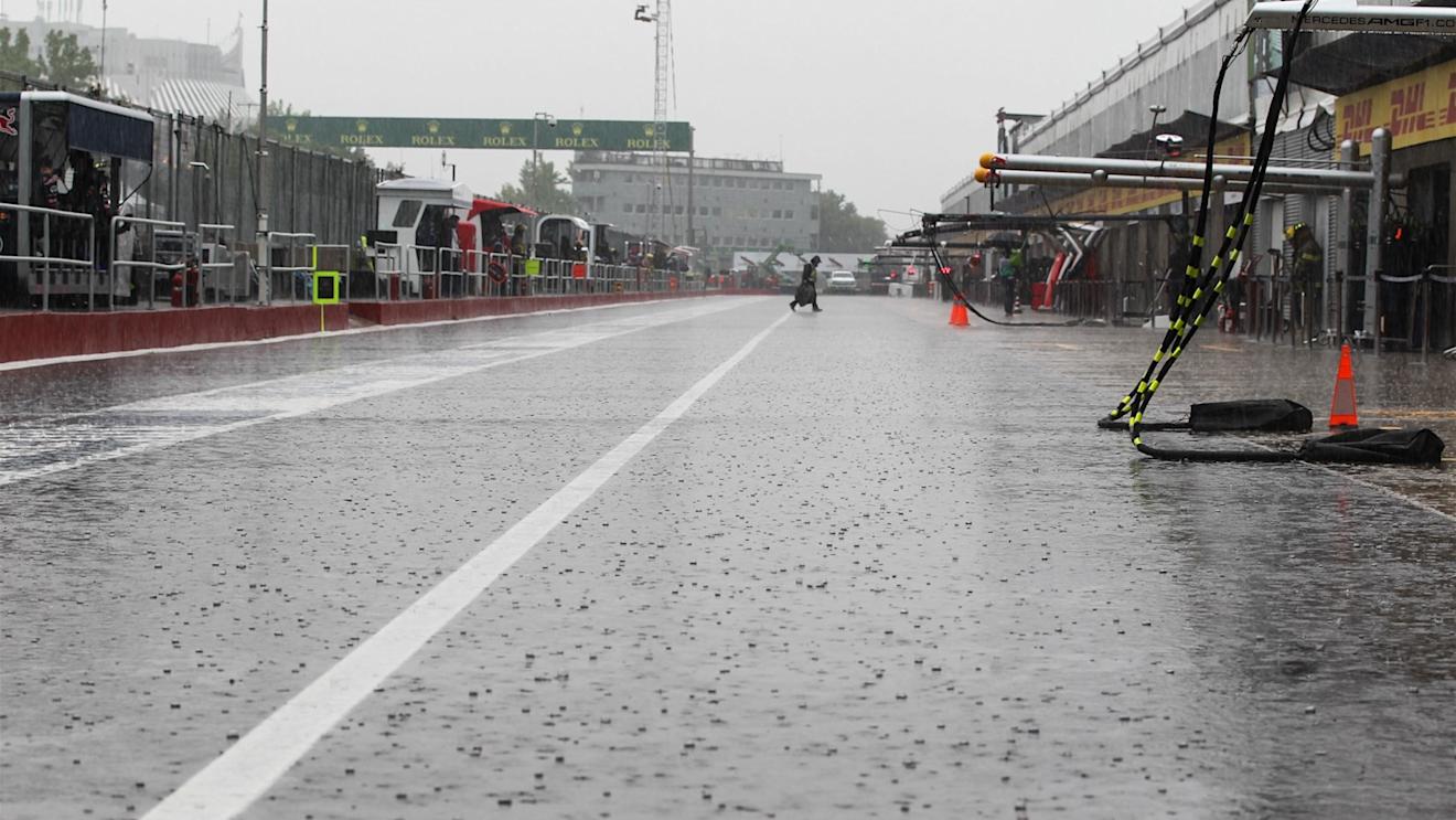 Rain it the pitlane at Formula One World Championship, Rd7, Canadian Grand Prix, Practice, Montreal, Canada, Friday 5 June 2015. © Sutton Motorsport Images