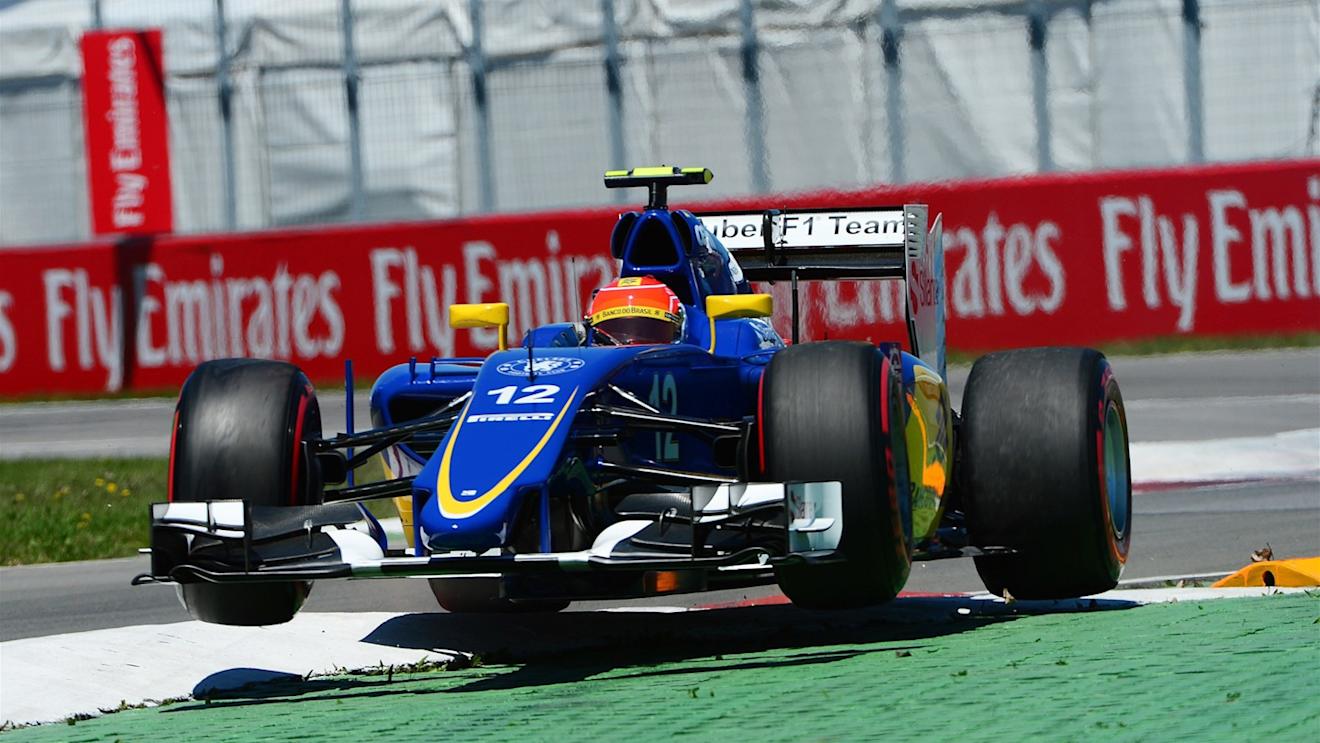 Felipe Nasr (BRA) Sauber C34 jumps across the kerb at Formula One World Championship, Rd7, Canadian Grand Prix, Qualifying, Montreal, Canada, Saturday 6 June 2015. © Sutton Motorsport Images
