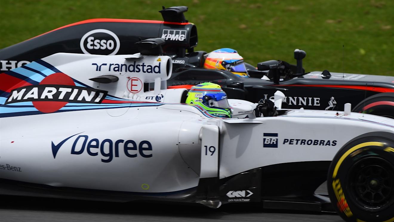 Felipe Massa (BRA) Williams FW37 and Fernando Alonso (ESP) McLaren MP4-30 battle at Formula One World Championship, Rd7, Canadian Grand Prix, Race, Montreal, Canada, Sunday 7 June 2015. © Sutton Motorsport Images