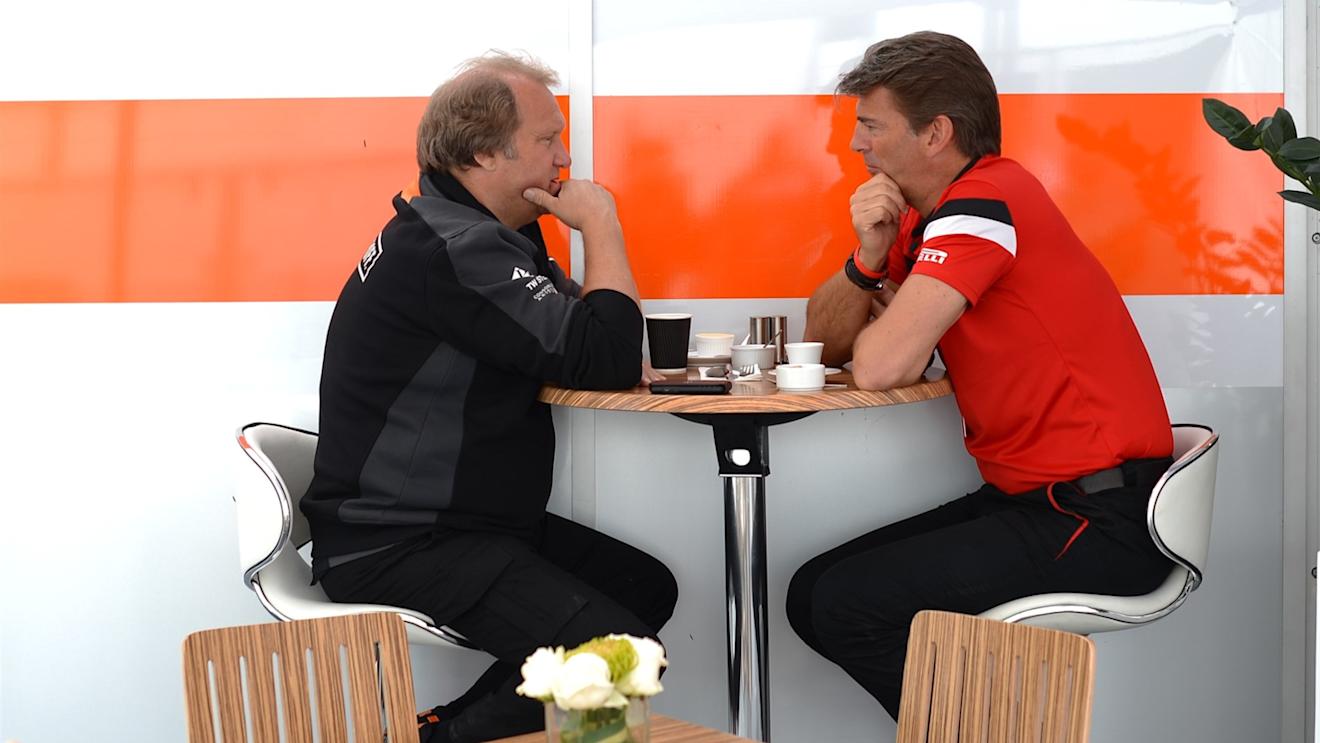 Robert Fearnley (GBR) Force India F1 Team and Graeme Lowdon (GBR) Chief Executive Officer Marussia Formula One Team at Formula One World Championship, Rd7, Canadian Grand Prix, Race, Montreal, Canada, Sunday 7 June 2015. © Sutton Motorsport Images