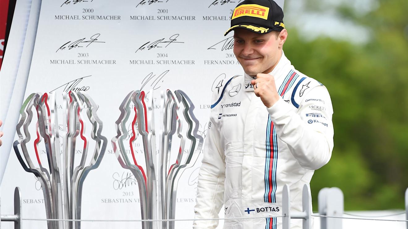 Valtteri Bottas (FIN) Williams celebrates on the podium at Formula One World Championship, Rd7, Canadian Grand Prix, Race, Montreal, Canada, Sunday 7 June 2015. © Sutton Motorsport Images