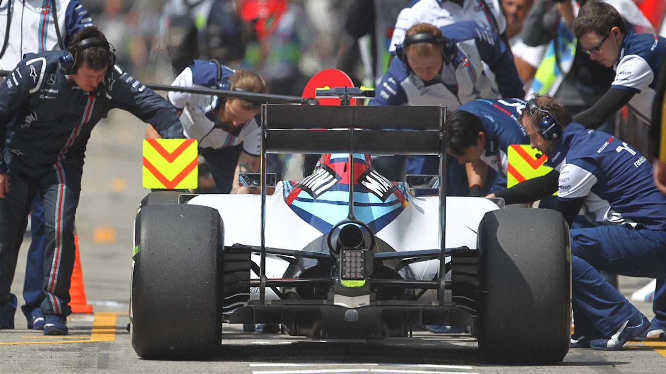pit stop for Valtteri Bottas (FIN) Williams FW37 at Formula One World Championship, Rd3, Chinese Grand Prix, Practice, Shanghai, China, Friday 10 April 2015. © Sutton Motorsport Images