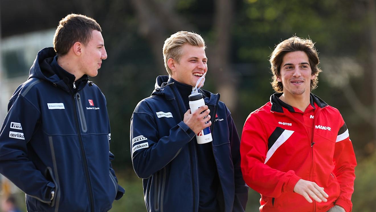 Raffaele Marciello (ITA) Sauber Test and Reserve Driver, Marcus Ericsson (SWE) Sauber and Roberto Merhi (ESP) Marussia © Sutton Motorsport Images