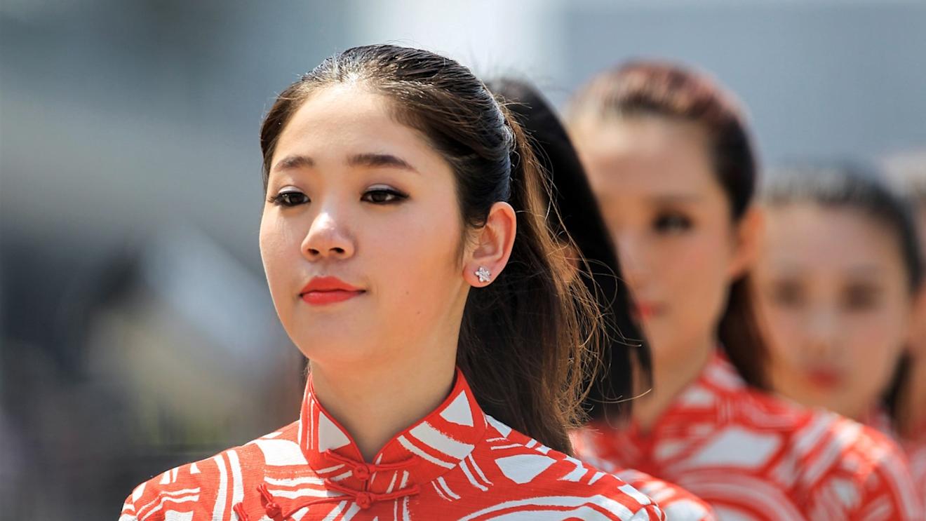 Grid girls in the paddock at Formula One World Championship, Rd3, Chinese Grand Prix, Qualifying, Shanghai, China, Saturday 11 April 2015. © Sutton Motorsport Images