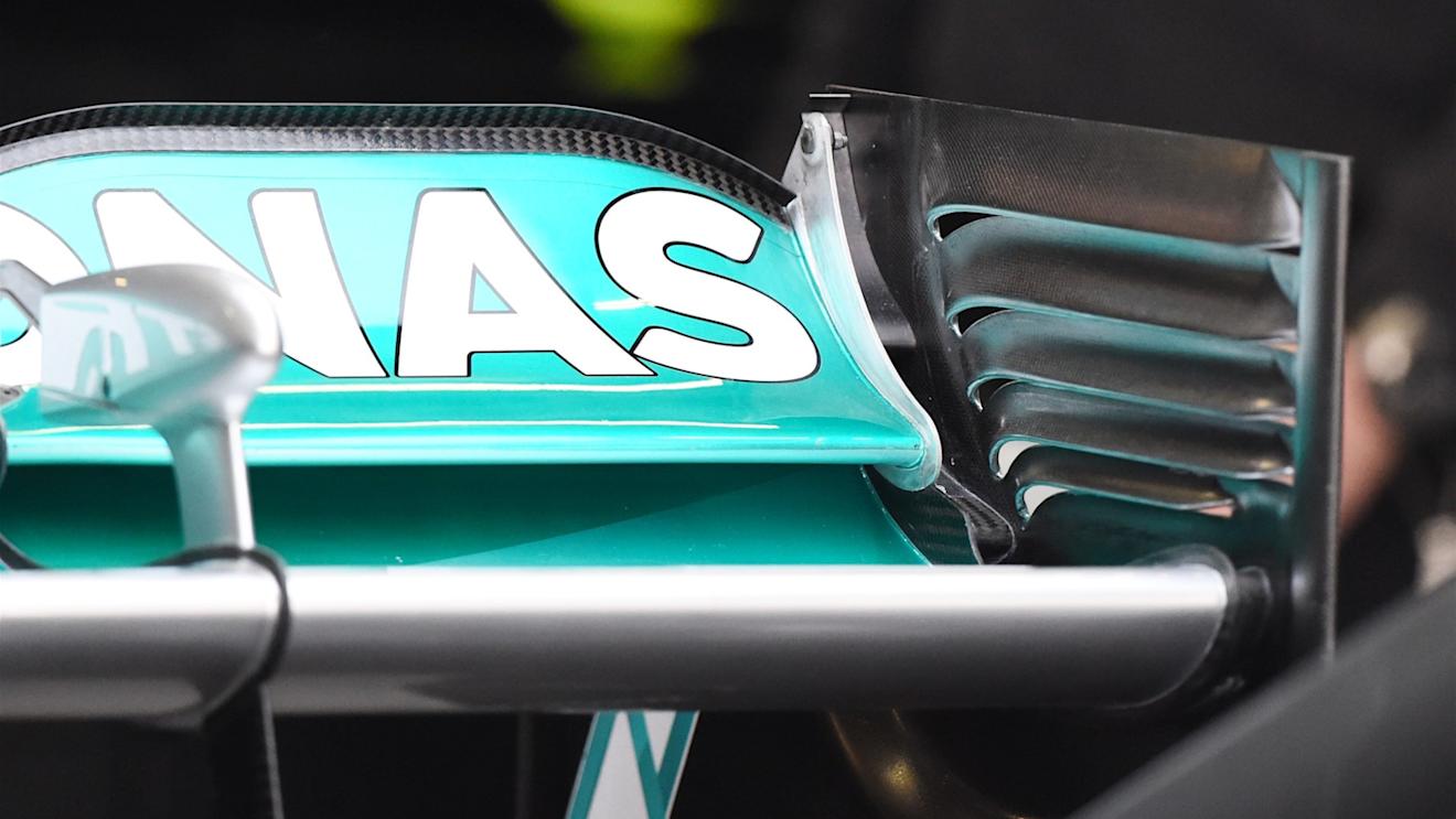 Mercedes W06 rear wing detail at Formula One World Championship, Rd3, Chinese Grand Prix, FP3, Shanghai, China, Saturday 11 April 2015. © Sutton Motorsport Images