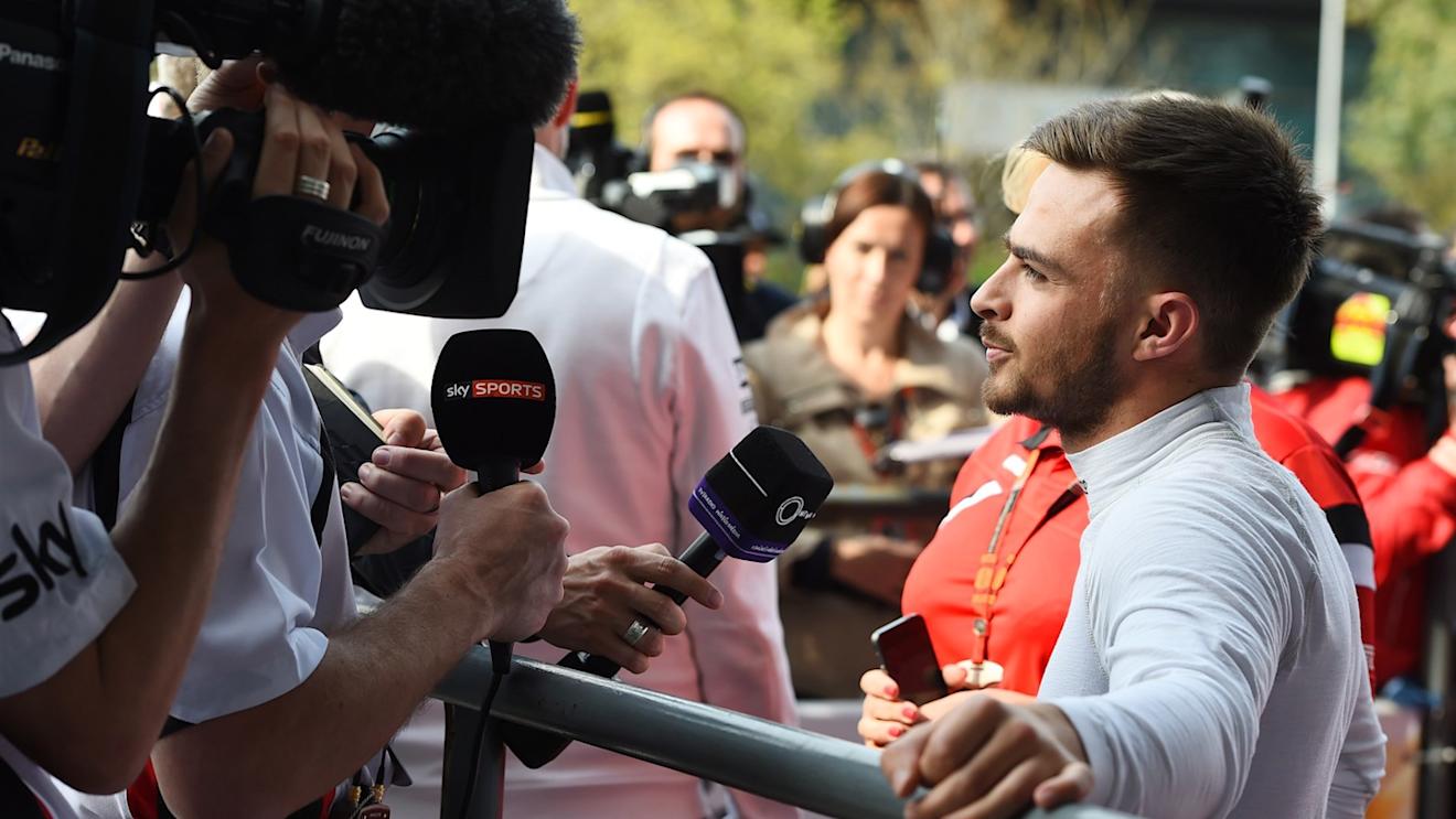 Will Stevens (GBR) Marussia talks to the media at Formula One World Championship, Rd3, Chinese Grand Prix, Qualifying, Shanghai, China, Saturday 11 April 2015. © Sutton Motorsport Images