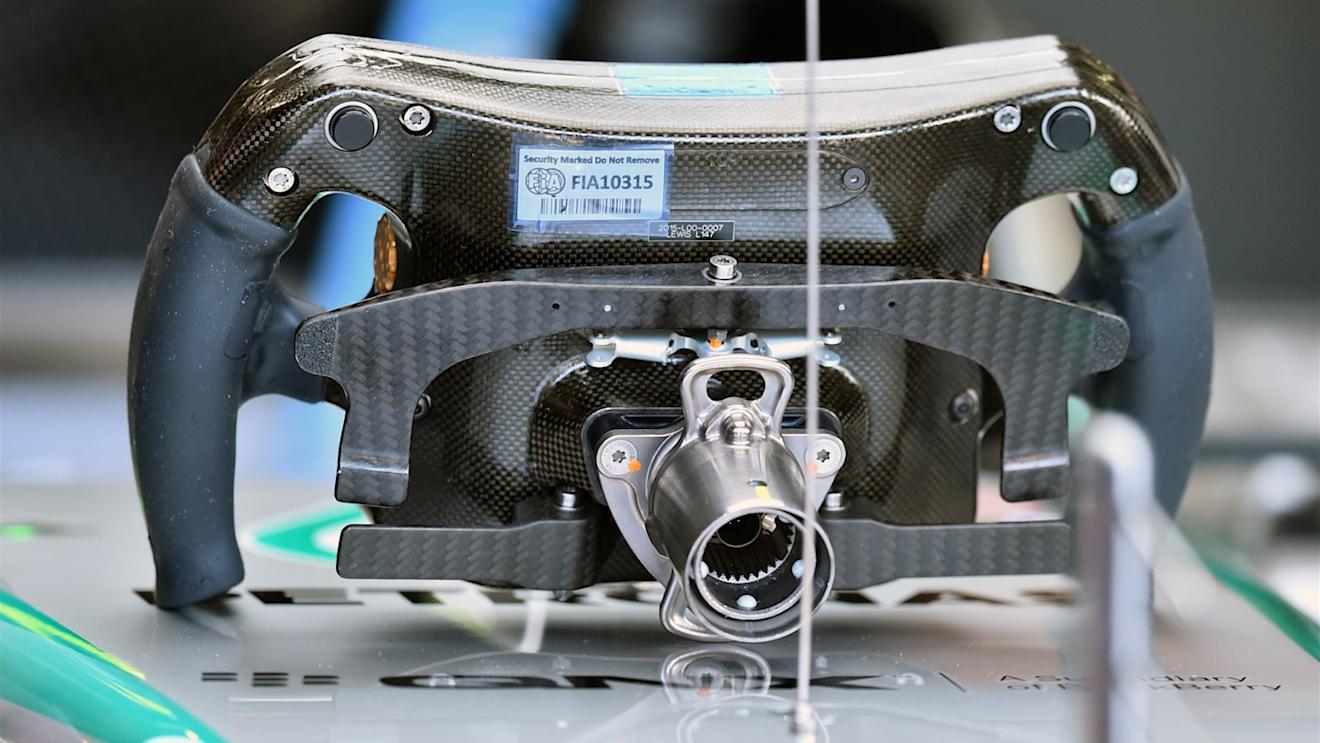 Mercedes AMG F1 W06 steering wheel at Formula One World Championship, Rd10, Hungarian Grand Prix, Practice, Hungaroring, Hungary, Friday 24 July 2015. © Sutton Motorsport Images