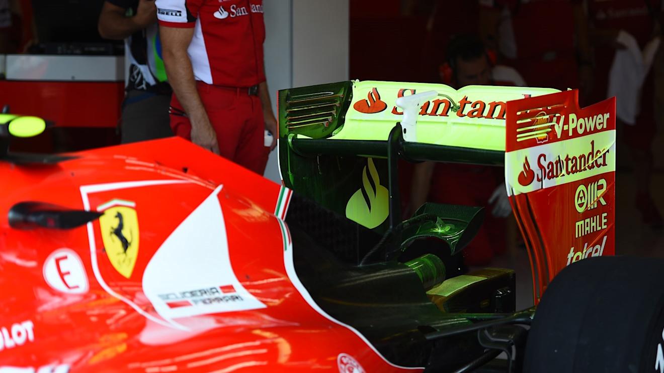 Ferrari SF15-T rear wing with aero paint at Formula One World Championship, Rd10, Hungarian Grand Prix, Practice, Hungaroring, Hungary, Friday 24 July 2015. © Sutton Motorsport Images