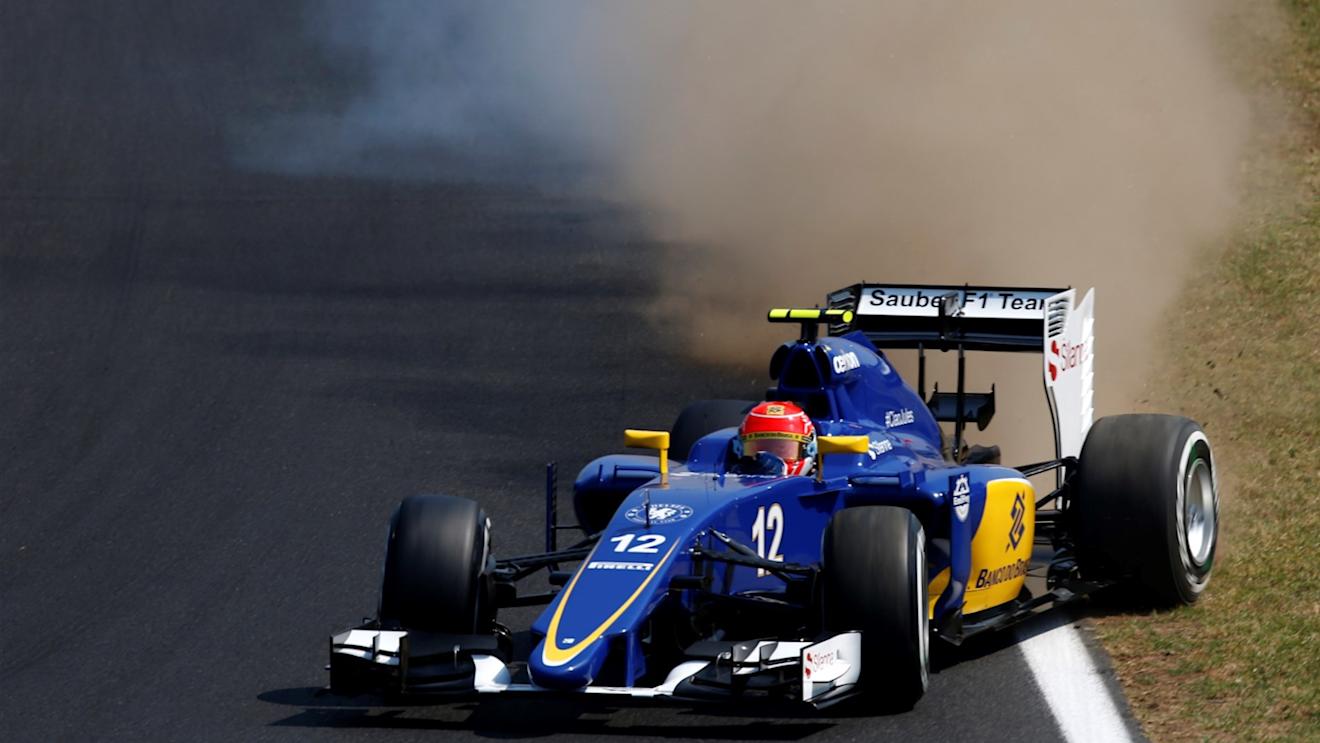 Felipe Nasr (BRA) Sauber C34 kicks up the dirt at Formula One World Championship, Rd10, Hungarian Grand Prix, Qualifying, Hungaroring, Hungary, Saturday 25 July 2015. © Sutton Motorsport Images