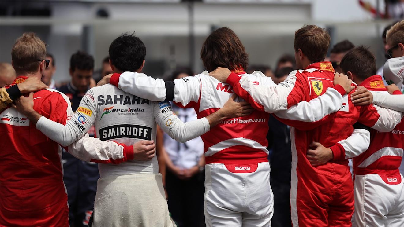 Respects are paid to Jules Bianchi on the grid at Formula One World Championship, Rd10, Hungarian Grand Prix, Race, Hungaroring, Hungary, Sunday 26 July 2015. © Sutton Motorsport Images