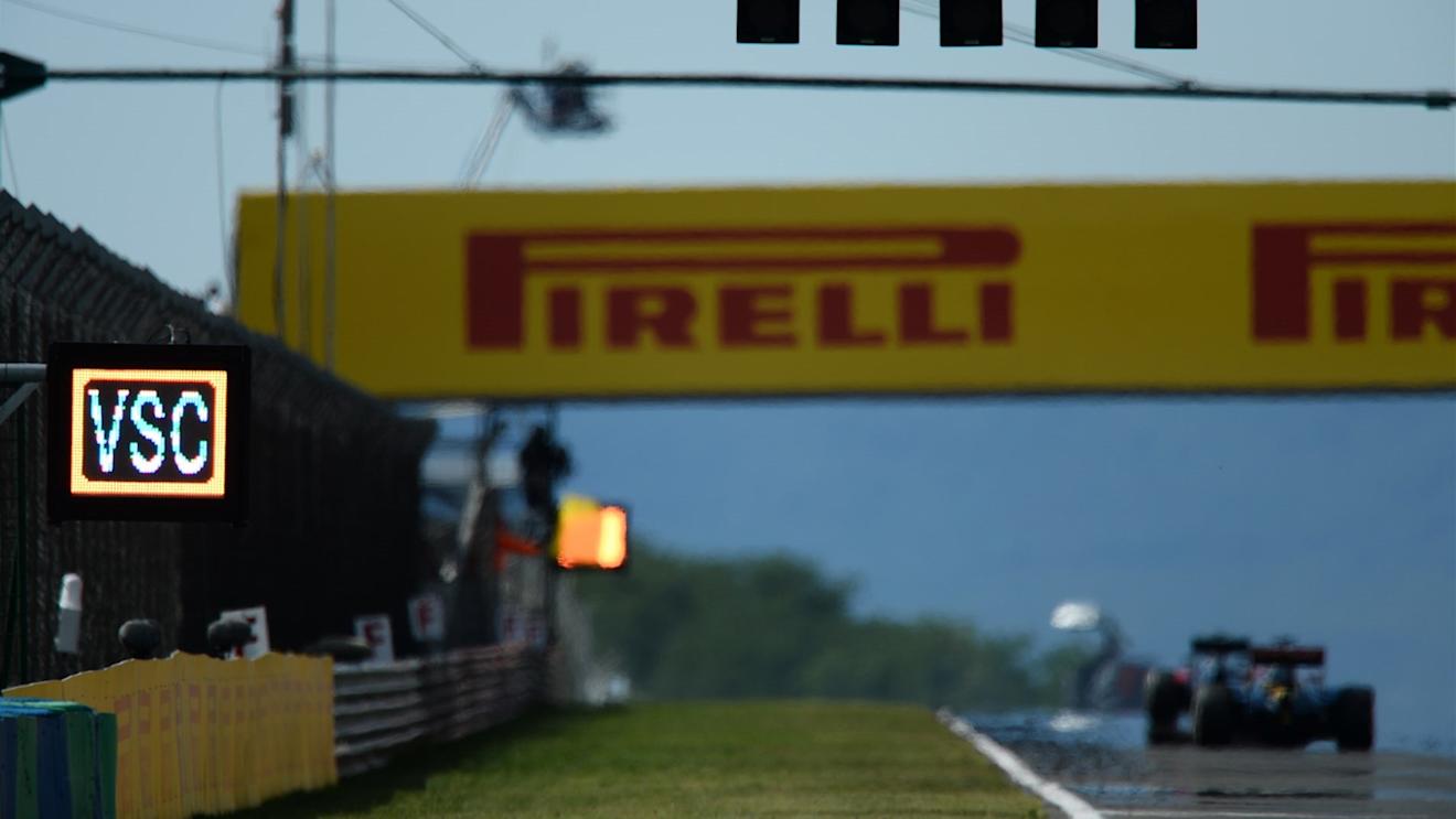 Virtual Safety Car sign at Formula One World Championship, Rd10, Hungarian Grand Prix, Race, Hungaroring, Hungary, Sunday 26 July 2015. © Sutton Motorsport Images