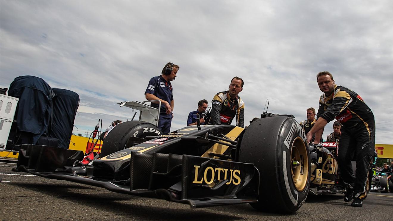 Romain Grosjean (FRA) Lotus E23 Hybrid on the grid at Formula One World Championship, Rd10, Hungarian Grand Prix, Race, Hungaroring, Hungary, Sunday 26 July 2015. © Sutton Motorsport Images
