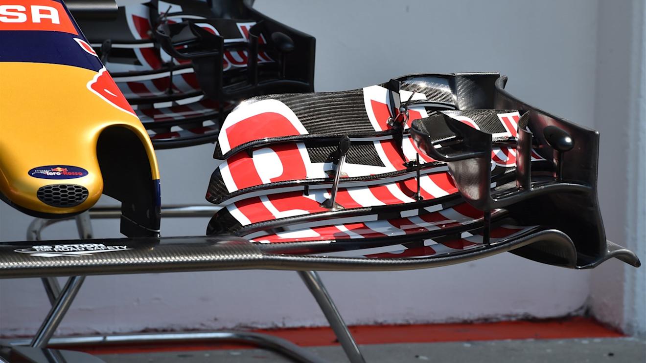 Scuderia Toro Rosso STR10 front wing detail at Formula One World Championship, Rd10, Hungarian Grand Prix, Preparations, Hungaroring, Hungary, Thursday 23 July 2015. © Sutton Motorsport Images