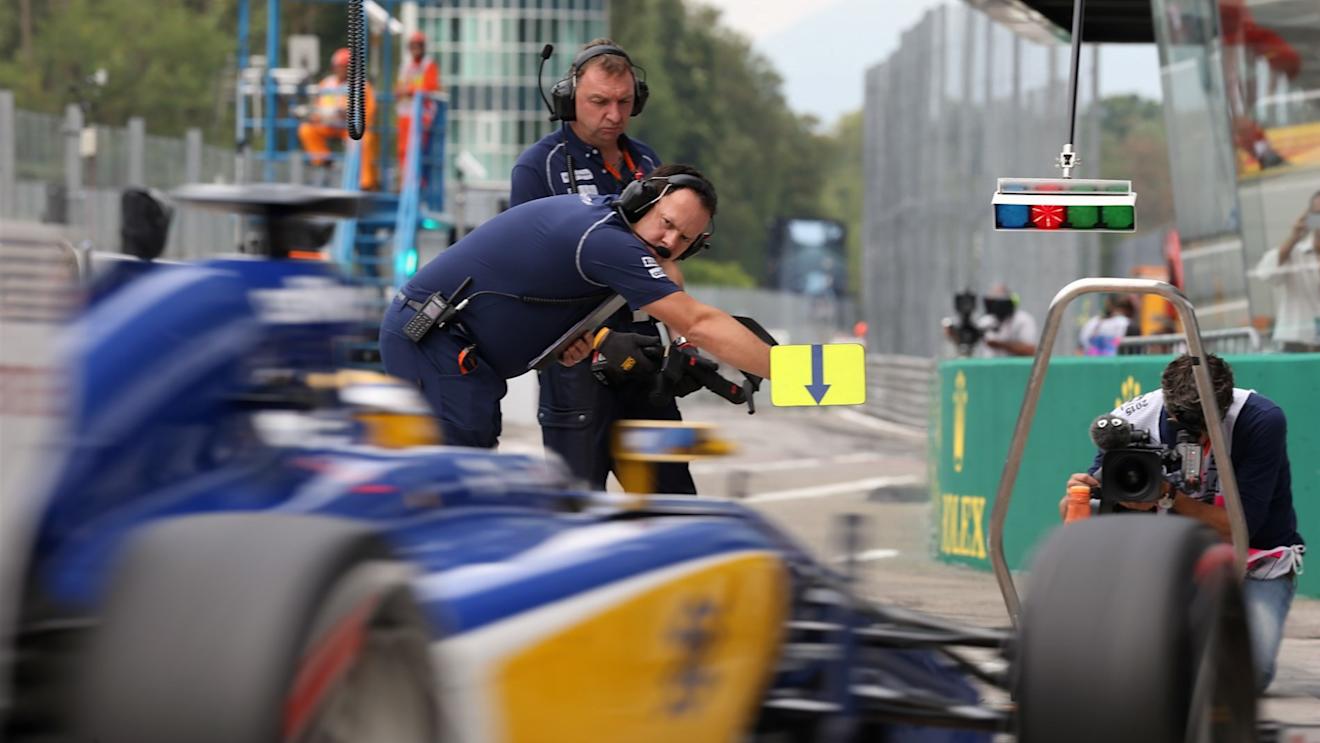Marcus Ericsson (SWE) Sauber C34 returns to pit lane at Formula One World Championship, Rd12, Italian Grand Prix, Practice, Monza, Italy, Friday 4  September 2015. © Sutton Motorsport Images