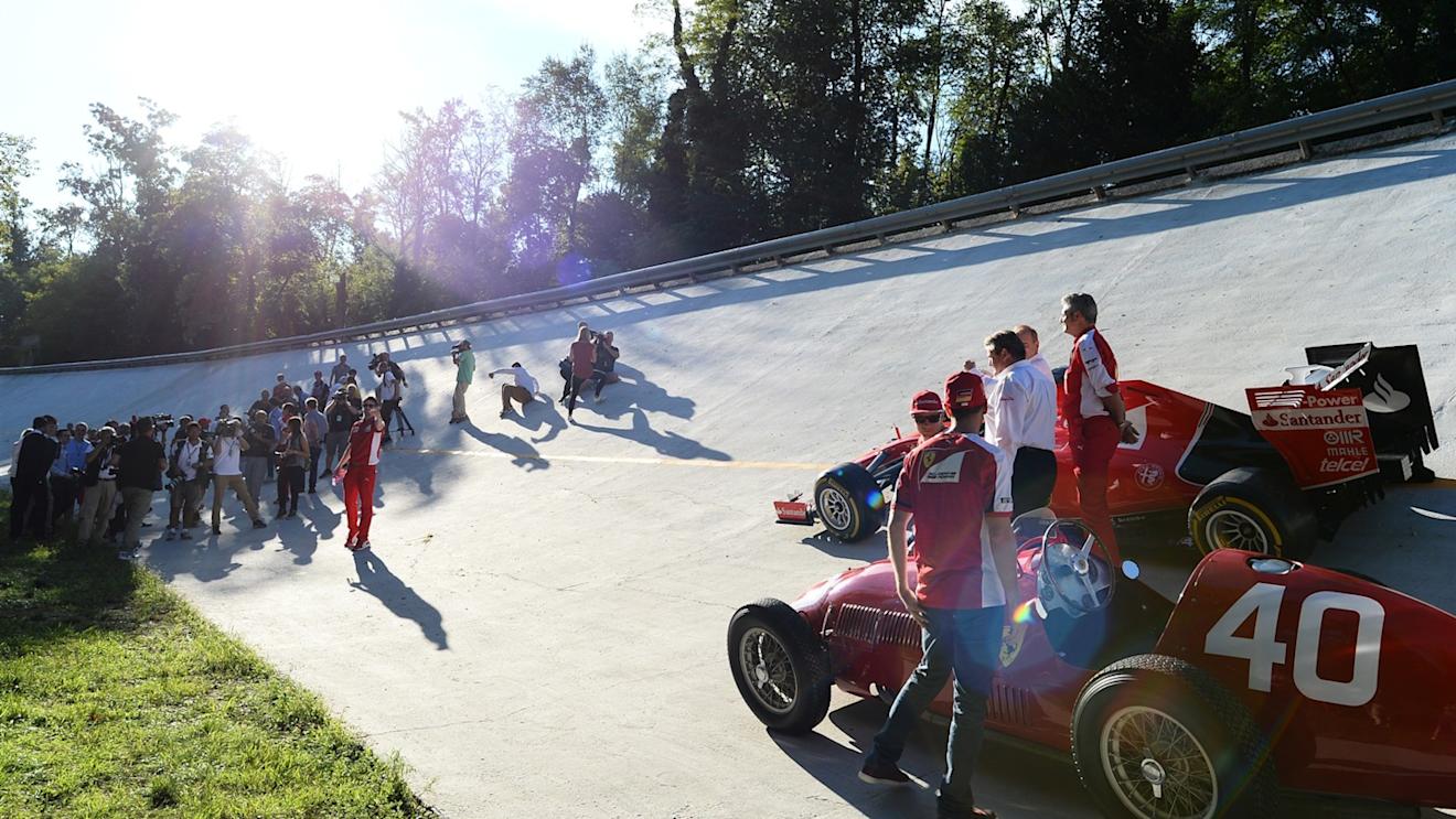 Shell announce new innovation partnership with Ferrari on the Monza banking with F1 car and Ferrari 166 F2 car, Saturday 5  September 2015. © Sutton Motorsport Images