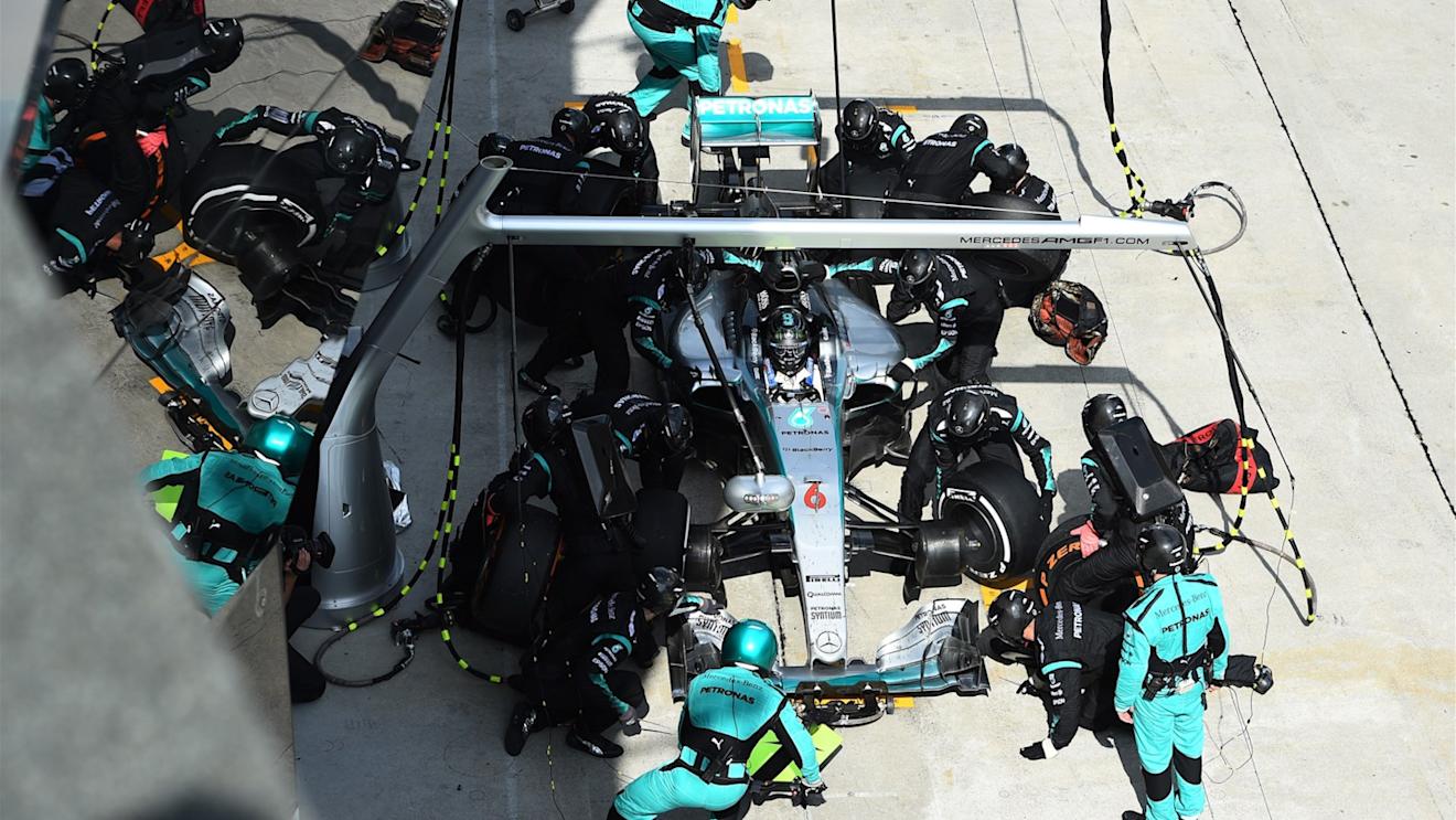 Nico Rosberg (GER) Mercedes AMG F1 W06 makes a pitstop at Formula One World Championship, Rd2, Malaysian Grand Prix, Race, Sepang, Malaysia, Sunday 29 March 2015. © Sutton Motorsport Images