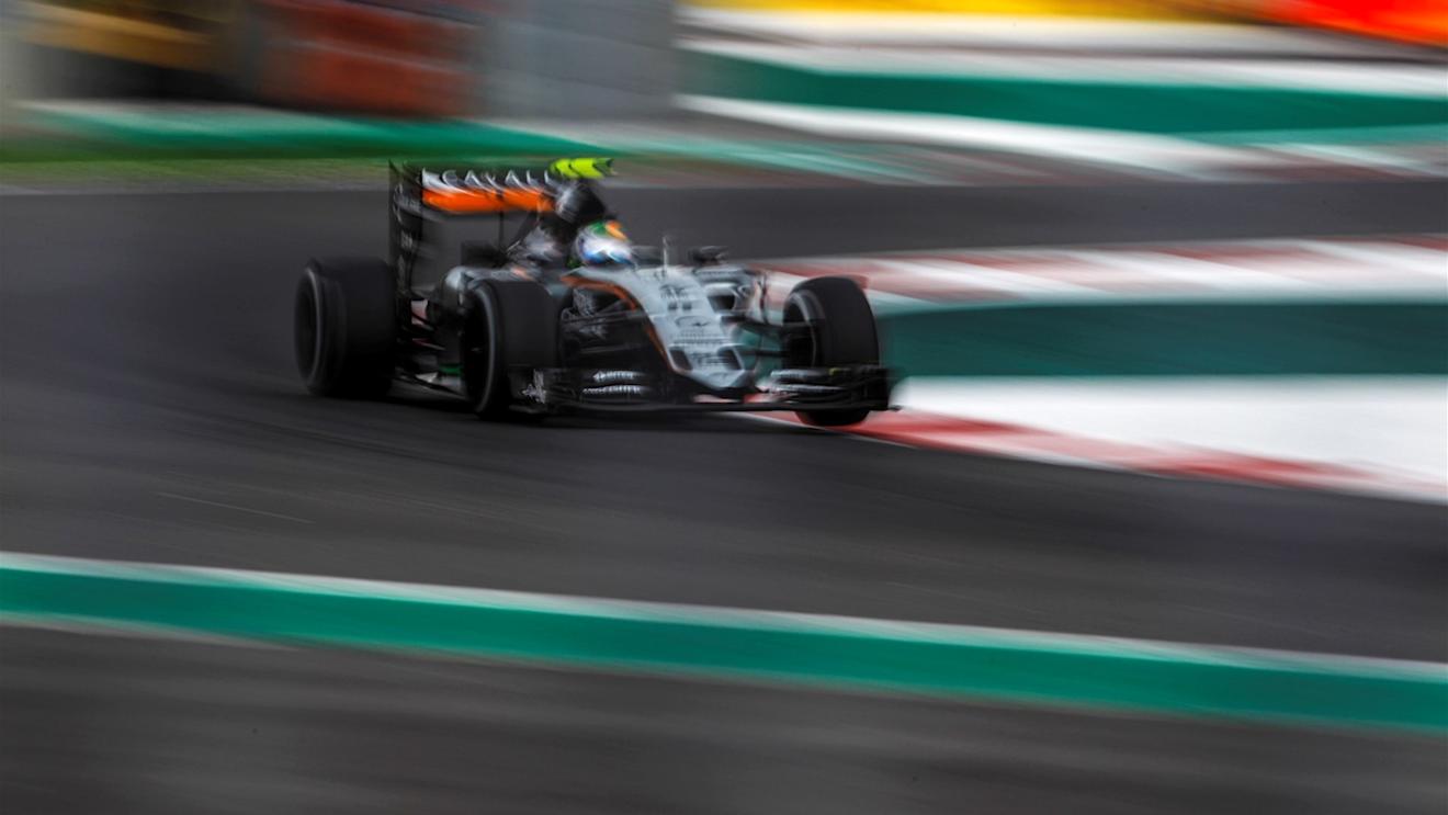 Sergio Perez (MEX) Force India VJM08 at Formula One World Championship, Rd17, Mexican Grand Prix, Practice, Circuit Hermanos Rodriguez, Mexico City, Mexico, Friday 30 October 2015. © Sutton Motorsport Images