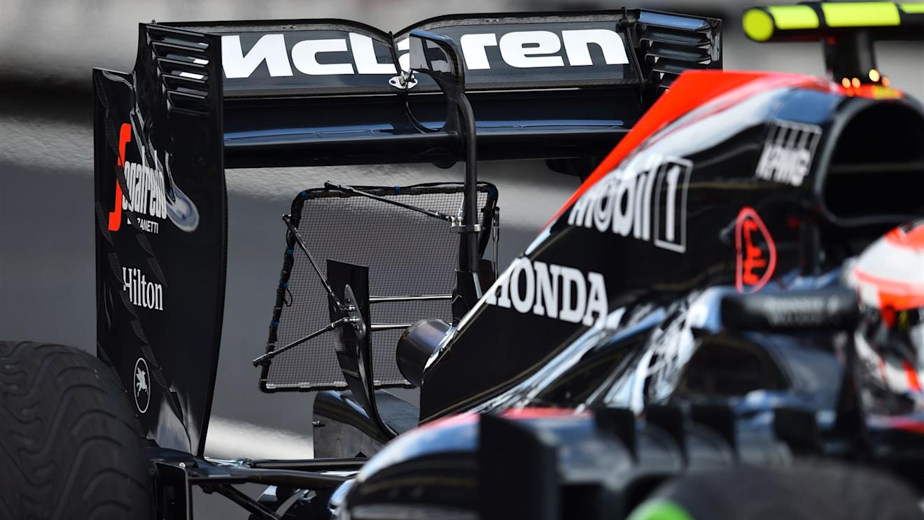 McLaren MP4-30 rear wing and sensor at Formula One World Championship, Rd17, Mexican Grand Prix, Practice, Circuit Hermanos Rodriguez, Mexico City, Mexico, Friday 30 October 2015. © Sutton Motorsport Images