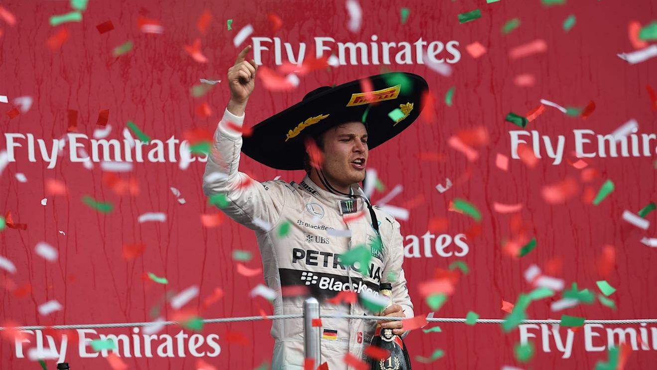 Race winner Nico Rosberg (GER) Mercedes AMG F1 celebrates on the podium with the champagne at Formula One World Championship, Rd17, Mexican Grand Prix, Race, Circuit Hermanos Rodriguez, Mexico City, Mexico, Sunday 1  November 2015. © Sutton Motorsport Images