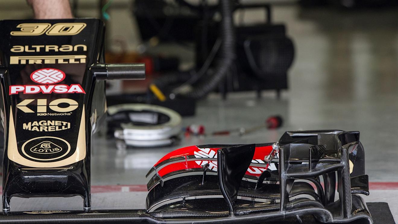 Lotus E23 Hybrid front wing detail at Formula One World Championship, Rd17, Mexican Grand Prix, Preparations, Circuit Hermanos Rodriguez, Mexico City, Mexico, Thursday 29 October 2015. © Sutton Motorsport Images