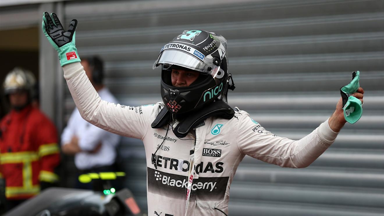 Nico Rosberg (GER) Mercedes AMG F1 celebrates in parc ferme at Formula One World Championship, Rd6, Monaco Grand Prix Qualifying, Monte-Carlo, Monaco, Saturday 23 May 2015. © Sutton Motorsport Images