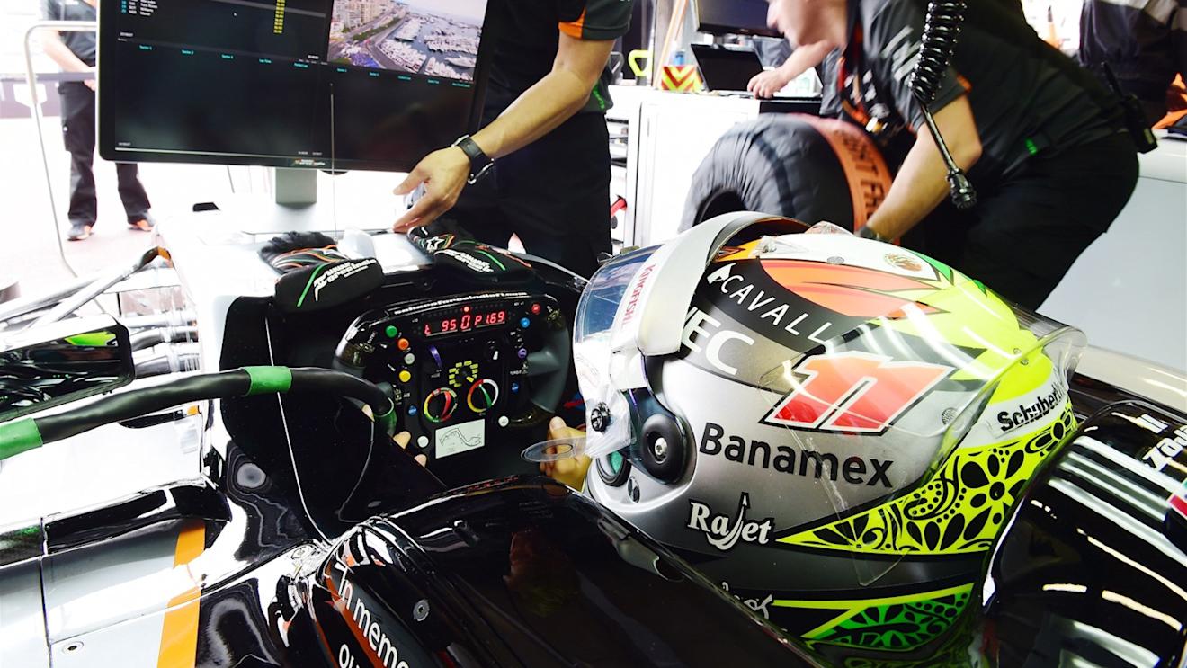 Sergio Perez (MEX) Force India VJM08 at Formula One World Championship, Rd6, Monaco Grand Prix Qualifying, Monte-Carlo, Monaco, Saturday 23 May 2015. © Sutton Motorsport Images
