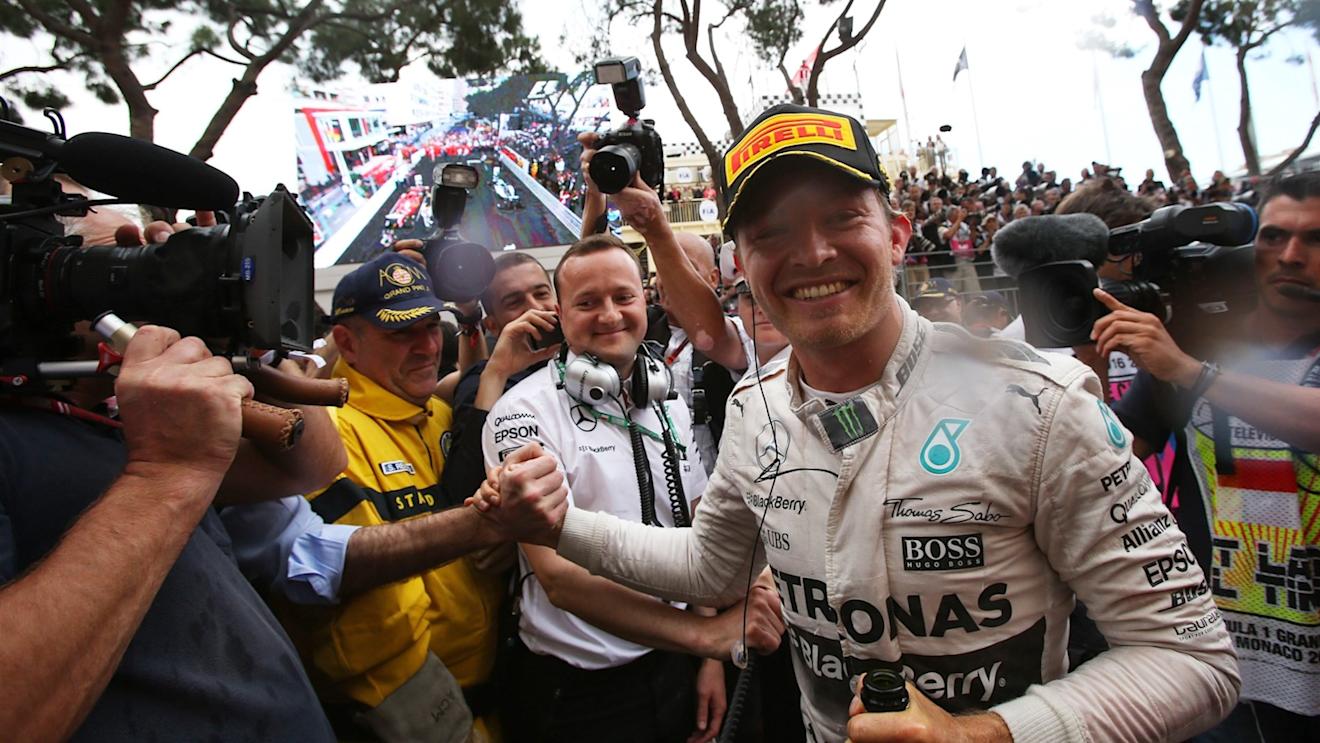 Race winner Nico Rosberg (GER) Mercedes AMG F1 celebrates in parc ferme at Formula One World Championship, Rd6, Monaco Grand Prix Race, Monte-Carlo, Monaco, Sunday 24 May 2015. © Sutton Motorsport Images
