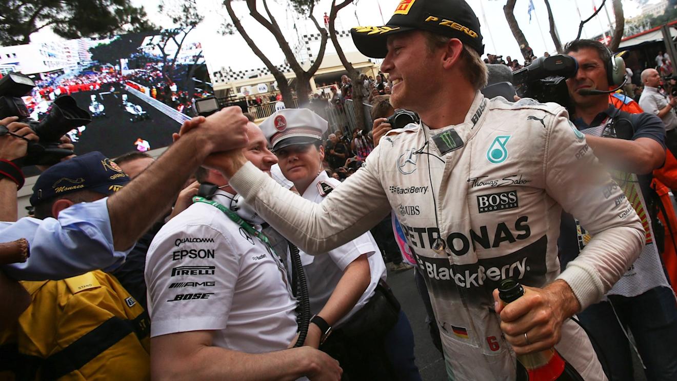 Race winner Nico Rosberg (GER) Mercedes AMG F1 celebrates in parc ferme at Formula One World Championship, Rd6, Monaco Grand Prix Race, Monte-Carlo, Monaco, Sunday 24 May 2015. © Sutton Motorsport Images