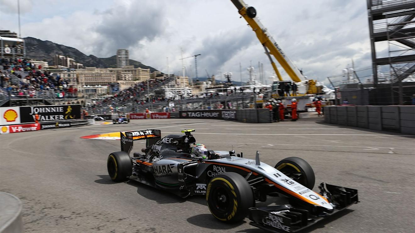 Sergio Perez (MEX) Force India VJM08 at Formula One World Championship, Rd6, Monaco Grand Prix Practice, Monte-Carlo, Monaco, Thursday 21  May 2015. © Sutton Motorsport Images