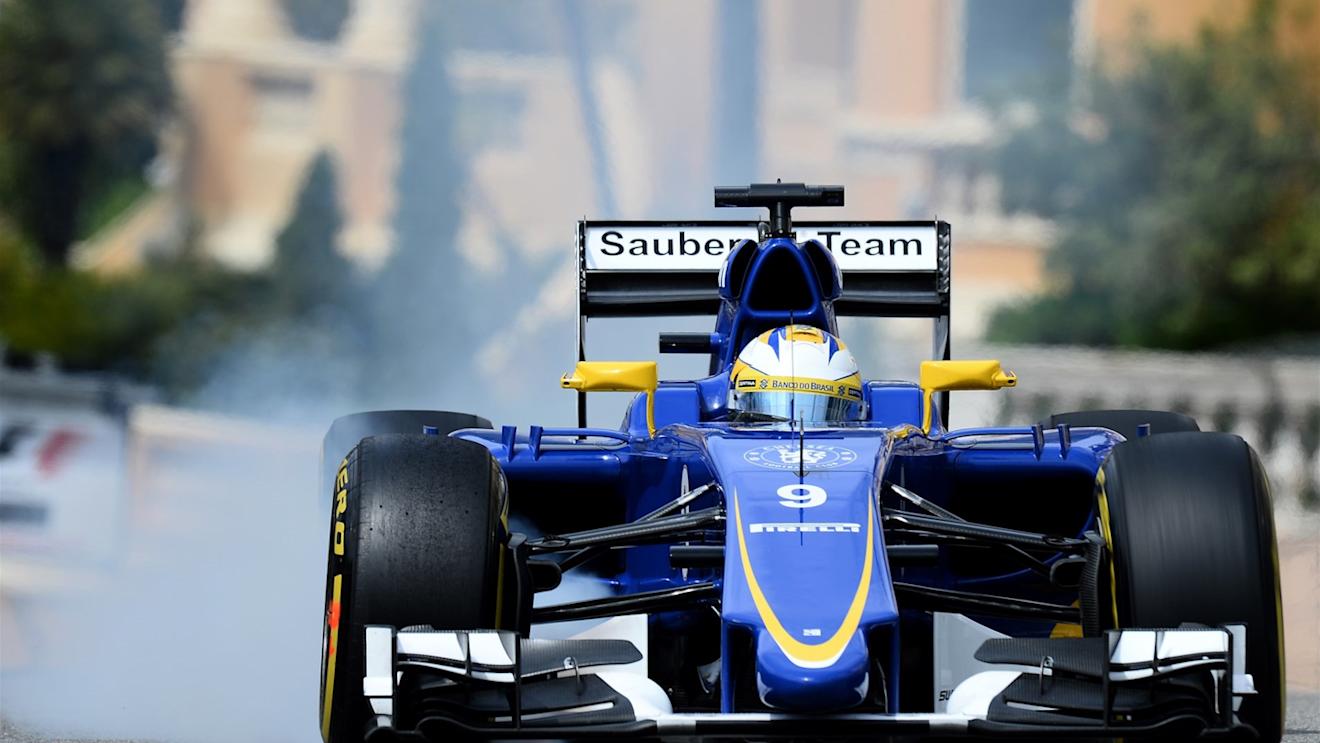 Marcus Ericsson (SWE) Sauber C34 locks up at Formula One World Championship, Rd6, Monaco Grand Prix Practice, Monte-Carlo, Monaco, Thursday 21  May 2015. © Sutton Motorsport Images