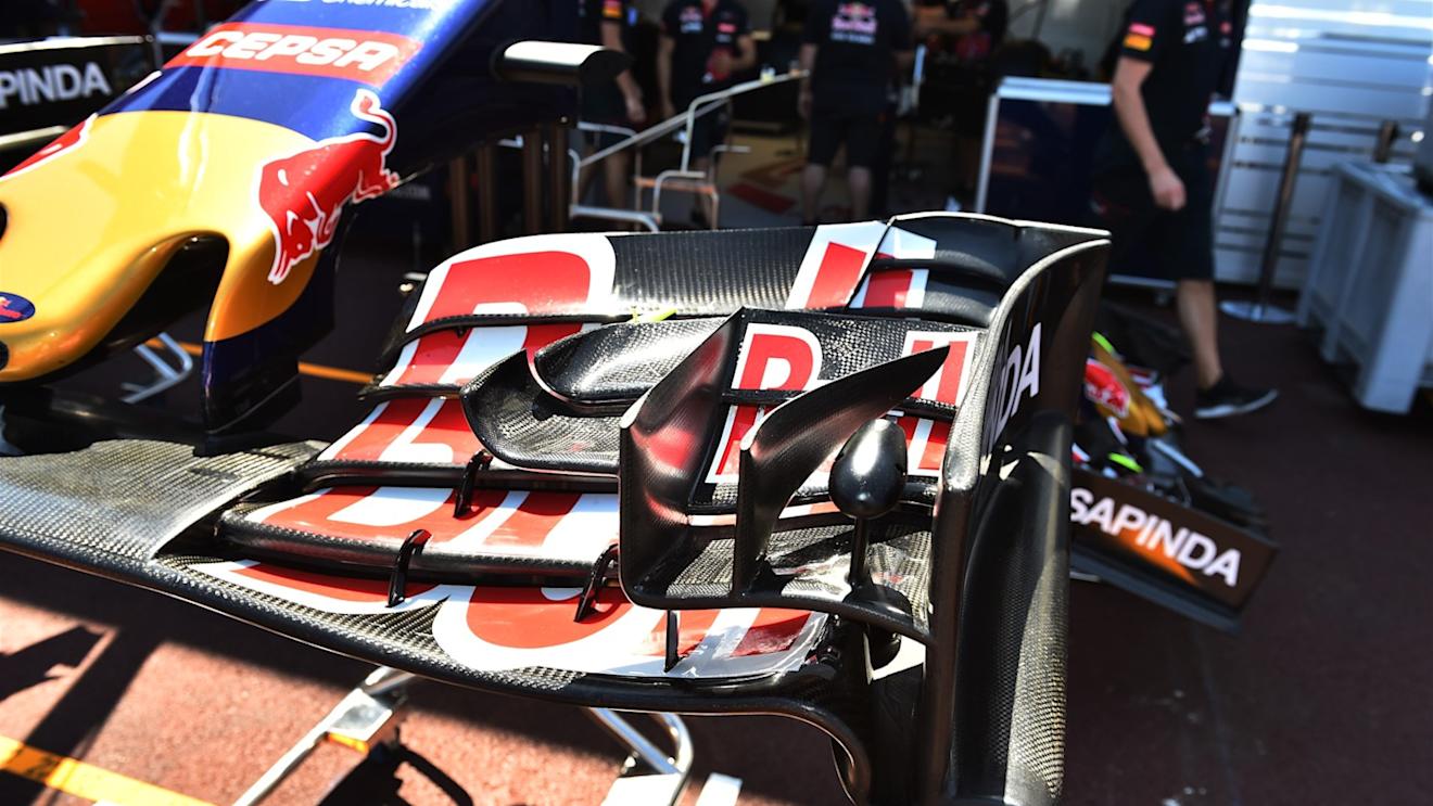 Scuderia Toro Rosso STR10 front wing detail at Formula One World Championship, Rd6, Monaco Grand Prix Preparations, Monte-Carlo, Monaco, Wednesday 20 May 2015. © Sutton Motorsport Images