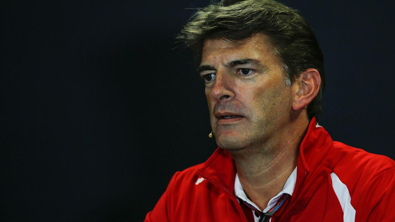 Graeme Lowdon (GBR) Marussia in the press conference at Formula One World Championship, Rd15, Russian Grand Prix, Practice, Sochi Autodrom, Sochi, Krasnodar Krai, Russia, Friday 9 October 2015. © Sutton Motorsport Images