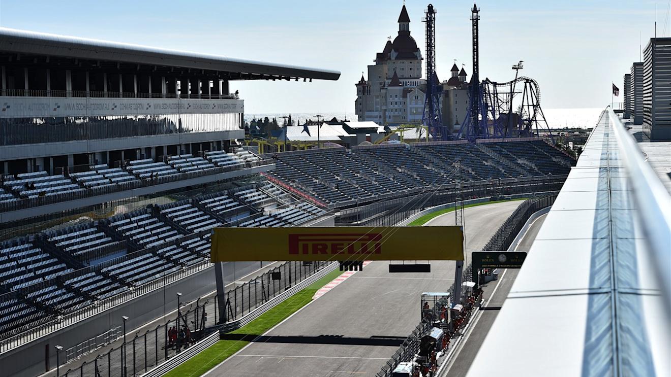 Main straight at Formula One World Championship, Rd15, Russian Grand Prix, Preparations, Sochi Autodrom, Sochi, Krasnodar Krai, Russia, Thursday 8 October 2015. © Sutton Motorsport Images