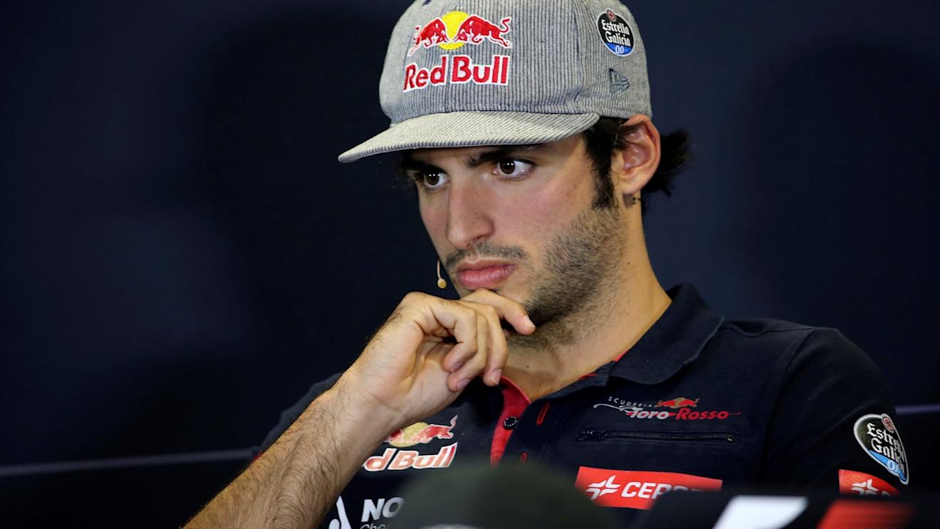 Carlos Sainz (ESP) Scuderia Toro Rosso in the press conference at Formula One World Championship, Rd15, Russian Grand Prix, Preparations, Sochi Autodrom, Sochi, Krasnodar Krai, Russia, Thursday 8 October 2015. © Sutton Motorsport Images
