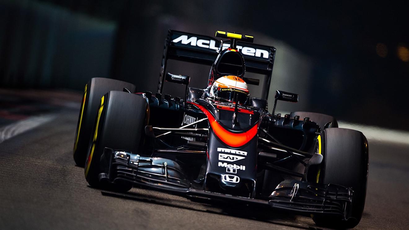 Jenson Button (GBR) McLaren MP4-30 at Formula One World Championship, Rd13, Singapore Grand Prix, Practice, Marina Bay Street Circuit, Singapore, Friday 18 September 2015. © Sutton Motorsport Images