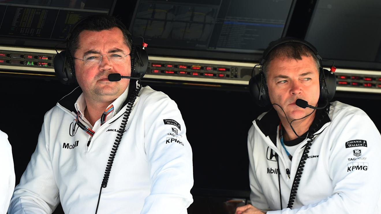 Eric Boullier (FRA) McLaren Racing Director and Dave Redding (GBR) McLaren at Formula One World Championship, Rd5, Spanish Grand Prix Practice, Barcelona, Spain, Friday 8 May 2015. © Sutton Motorsport Images