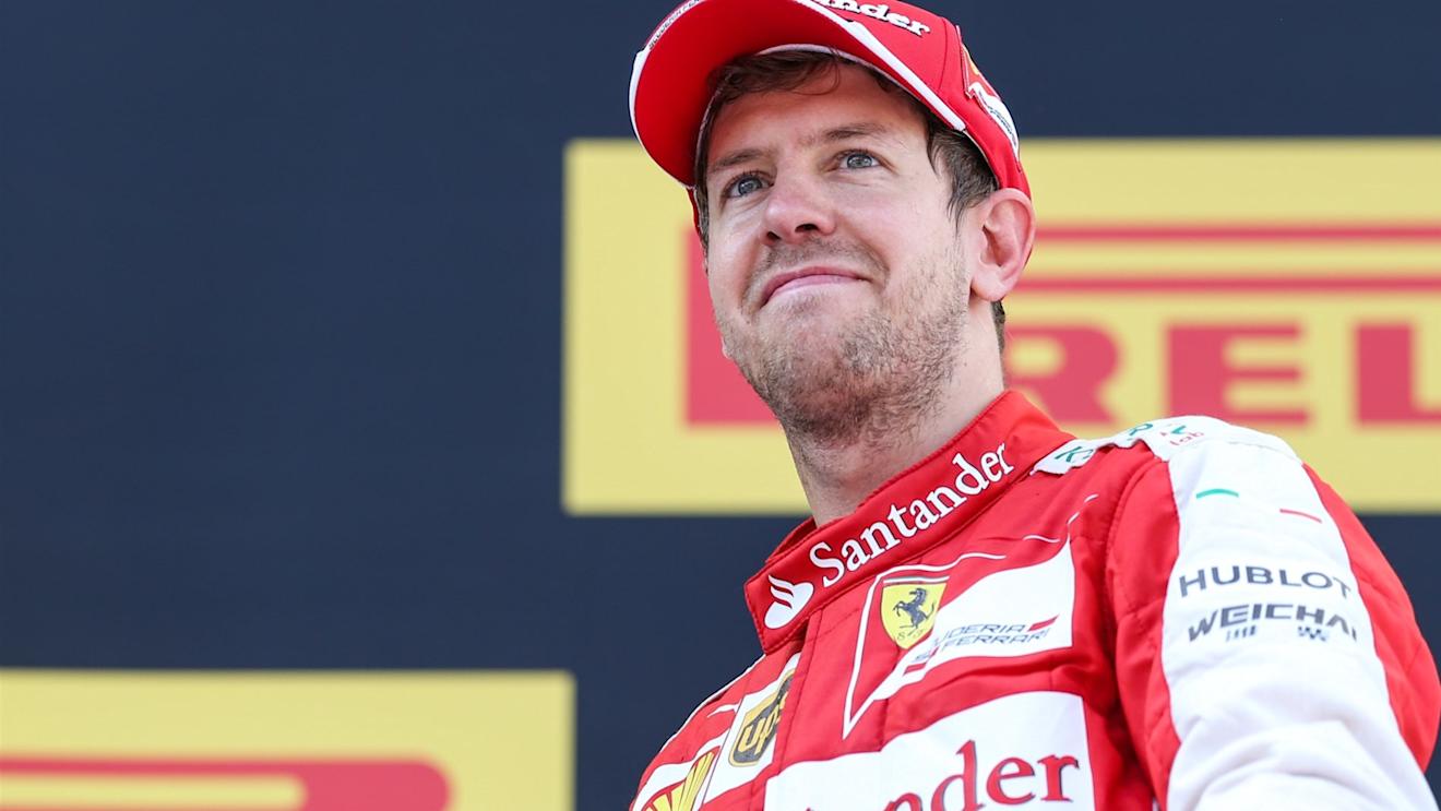 Sebastian Vettel (GER) Ferrari celebrates on the podium at Formula One World Championship, Rd5, Spanish Grand Prix Race, Barcelona, Spain, Sunday 10 May 2015. © Sutton Motorsport Images