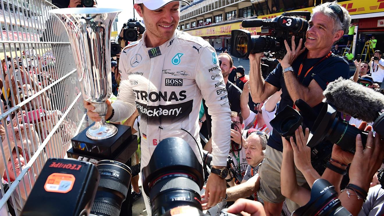 Race winner Nico Rosberg (GER) Mercedes AMG F1 celebrates with the trophy at Formula One World Championship, Rd5, Spanish Grand Prix Race, Barcelona, Spain, Sunday 10 May 2015. © Sutton Motorsport Images
