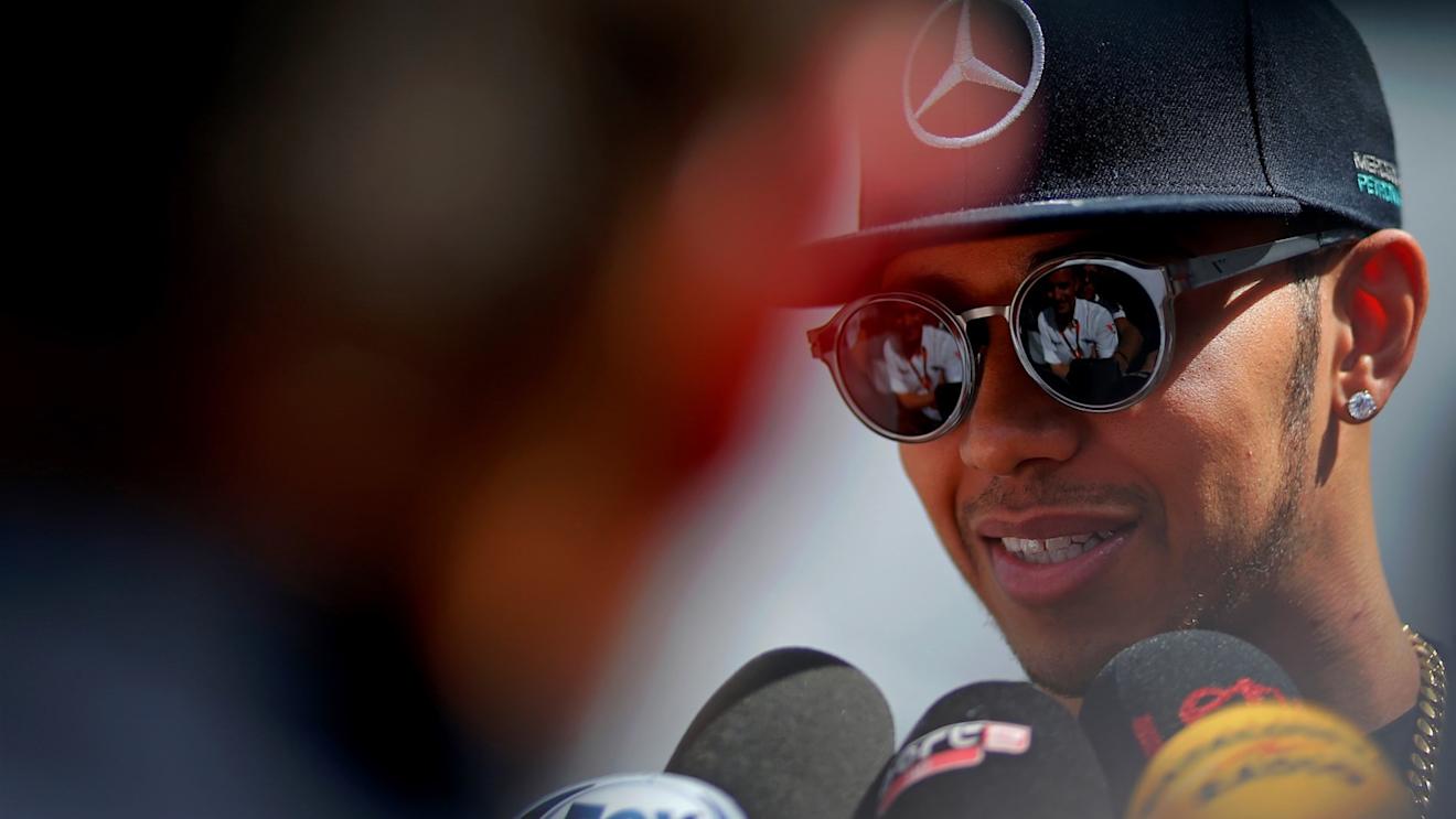 Lewis Hamilton (GBR) Mercedes AMG F1 talks with the media at Formula One World Championship, Rd5, Spanish Grand Prix Preparations, Barcelona, Spain, Thursday 7 May 2015. © Sutton Motorsport Images