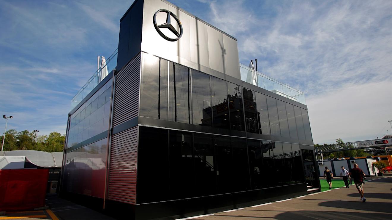 Mercedes motorhome at Formula One World Championship, Rd5, Spanish Grand Prix Preparations, Barcelona, Spain, Thursday 7 May 2015. © Sutton Motorsport Images