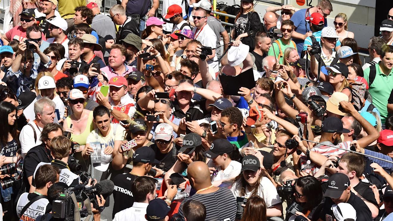 Lewis Hamilton (GBR) Mercedes AMG F1 signs autographs for the fans at Formula One World Championship, Rd5, Spanish Grand Prix Preparations, Barcelona, Spain, Thursday 7 May 2015. © Sutton Motorsport Images