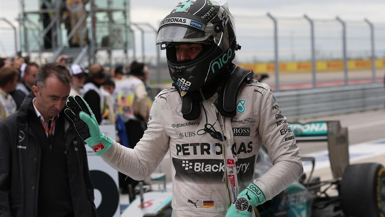 Nico Rosberg (GER) Mercedes AMG F1 celebrates in parc ferme at Formula One World Championship, Rd16, United States  Grand Prix, Race, Austin, Texas, USA, Sunday 25 October 2015. © Sutton Motorsport Images