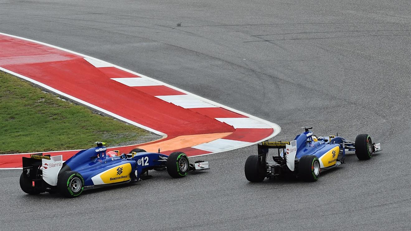 Felipe Nasr (BRA) Sauber C34 and Marcus Ericsson (SWE) Sauber C34 at Formula One World Championship, Rd16, United States  Grand Prix, Race, Austin, Texas, USA, Sunday 25 October 2015. © Sutton Motorsport Images