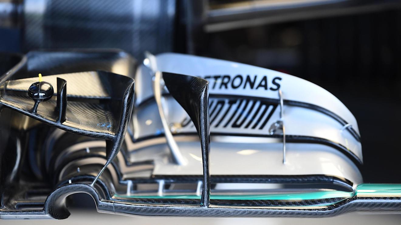 Mercedes-Benz F1 W07 Hybrid front wing detail at Formula One World Championship, Rd1, Australian Grand Prix, Practice, Albert Park, Melbourne, Australia, Friday 18 March 2016. © Sutton Motorsport Images