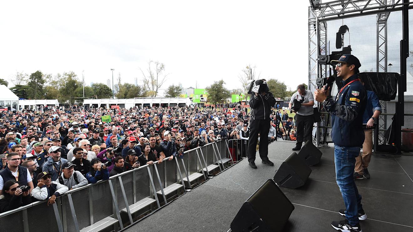 Daniel Ricciardo (AUS) Red Bull Racing on stage at the fan zone at Formula One World Championship, Rd1, Australian Grand Prix, Qualifying, Albert Park, Melbourne, Australia, Saturday 19 March 2016. © Sutton Motorsport Images