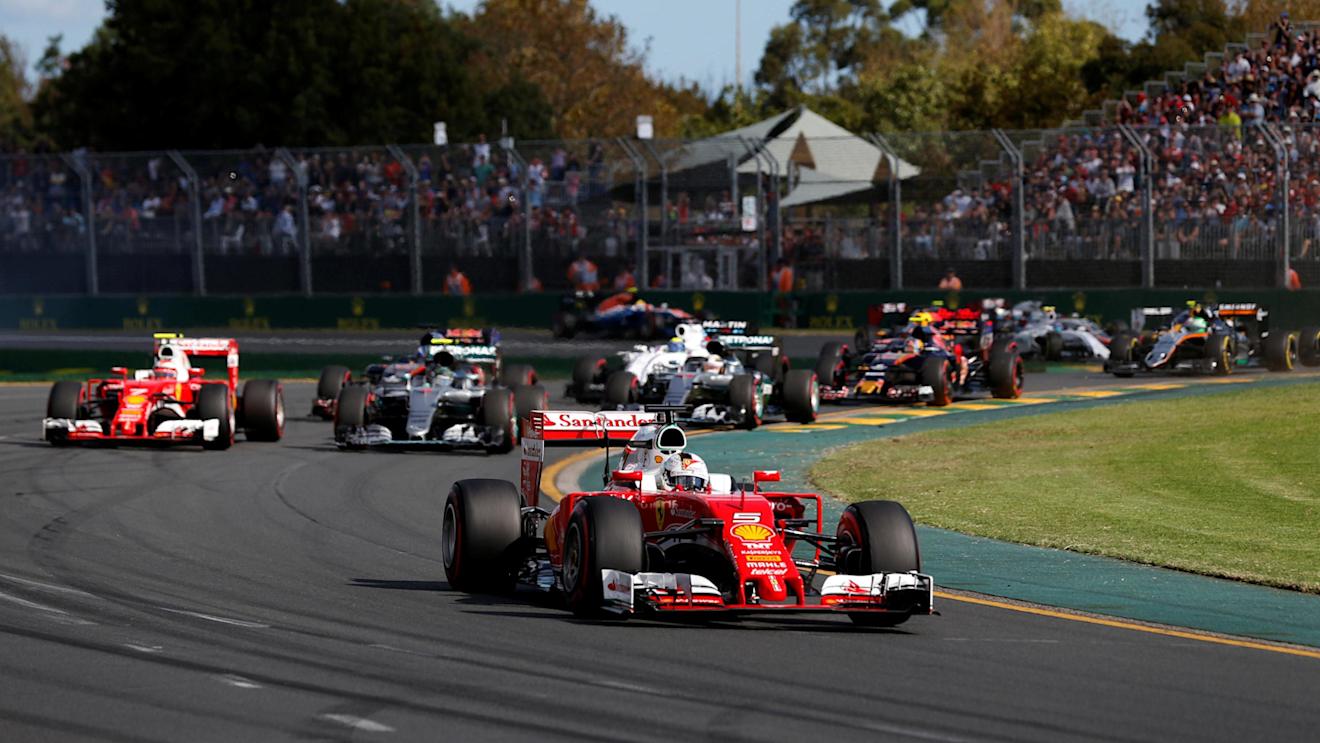 Sebastian Vettel (GER) Ferrari SF16-H leads at the start of the race at Formula One World Championship, Rd1, Australian Grand Prix, Race, Albert Park, Melbourne, Australia, Sunday 20 March 2016. © Sutton Motorsport Images