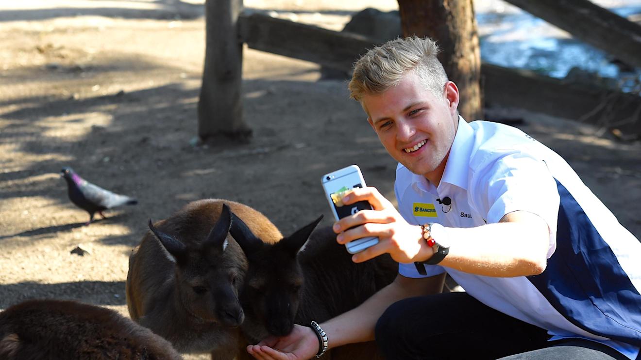 Marcus Ericsson (SWE) Sauber with Kangaroo at Melbourne Zoo at Formula One World Championship, Rd1, Australian Grand Prix, Preparations, Albert Park, Melbourne, Australia, Wednesday 16 March 2016. © Sutton Motorsport Images