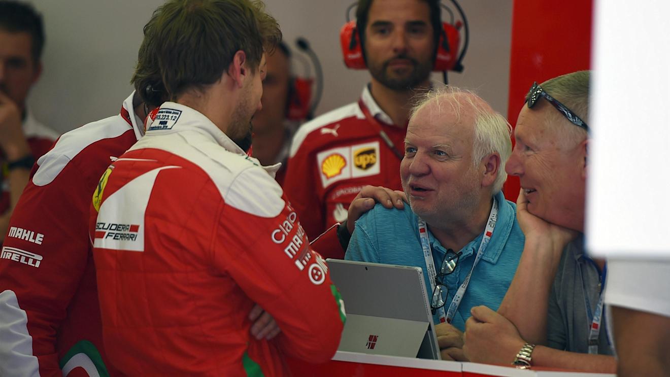 Sebastian Vettel (GER) Ferrari with his Father Norbert Vettel (GER) at Formula One World Championship, Rd2, Bahrain Grand Prix Practice, Bahrain International Circuit, Sakhir, Bahrain, Friday 1 April 2016. © Sutton Motorsport Images
